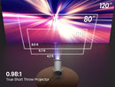 WIMIUS MINI PROJECTOR WITH WIFI AND BLUETOOTH, 2025 UPGRADE 1080P - WHITE - Like New