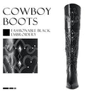 B0BH444M66 Shoe'N Tale Cowboy Boots Women Embroidered WPT Toe Block Heel 8 Black - Brand New