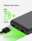 BELKIN BPB012 PORTABLE CHARGER USB-C POWER BANK 20,000MAH 2 USB-A PORTS - BLACK - Like New