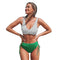 CUPSHE WOMEN'S STRIPED TOP, RUCHED LACE UP HIGH WAISTED BOTTOM - L - GREEN/WHITE - Like New