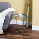 HOME BASICS FOLDABLE ROUND MULTI-PURPOSE SIDE ACCENT METAL TABLE - SILVER - Brand New