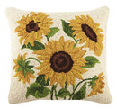 Peking Handicraft Sunflower Hook 18x18 Throw Pillow - MULTI - Brand New