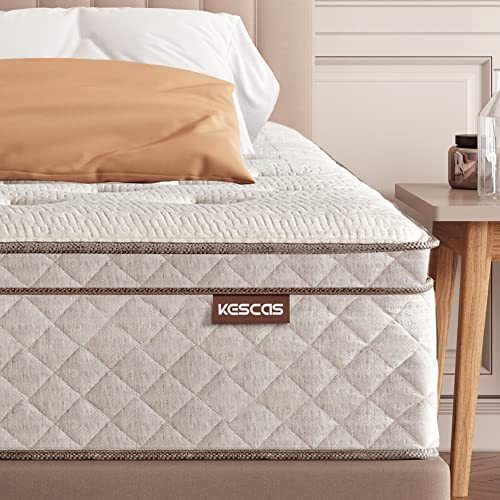 KESCAS 12 INCH MEMORY FOAM HYBRID QUEEN - CREME - Like New