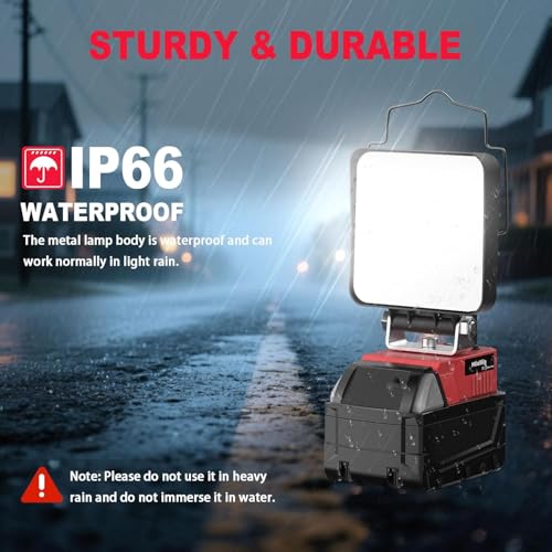 MTIOLHIG CORDLESS WORK LIGHT COMPATIBLE WITH MILWAUKEE 18V BATTERY - BLACK/RED - Like New