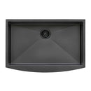 Ruvati 33-in Gunmetal Black Apron-Front Farmhouse Sink RVH9733BL - DARK GRAY - Like New