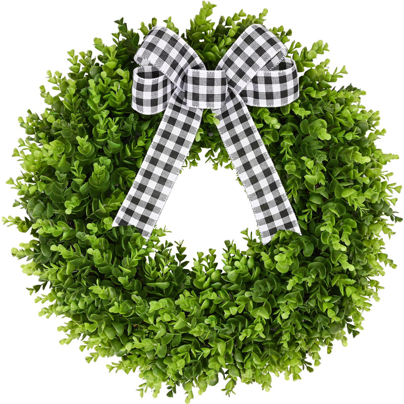 23" Faux Round Boxwood Wreath, Artificial Boxwood Wreath Front Door Wreaths - Like New