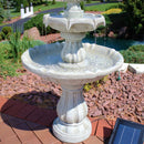 SUNNYDAZE DECOR 35" H RESIN SOLAR POWERED TIERED OUTDOOR FOUNTAIN - WHITE/STONE - Brand New