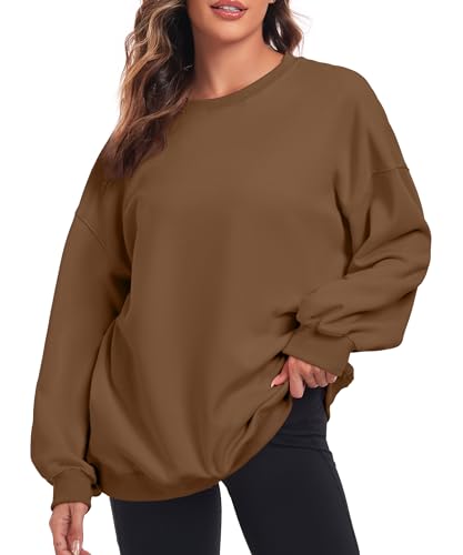 FKEEP OVERSIZED SWEATSHIRT FOR WOMEN CREW NECK SWEATSHIRT CASUAL - BROWN - M - Like New