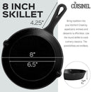 CUISINEL PRE SEASONED CAST IRON SKILLET (8-INCH) OVEN SAFE COOKWARE - BLACK/RED - Like New