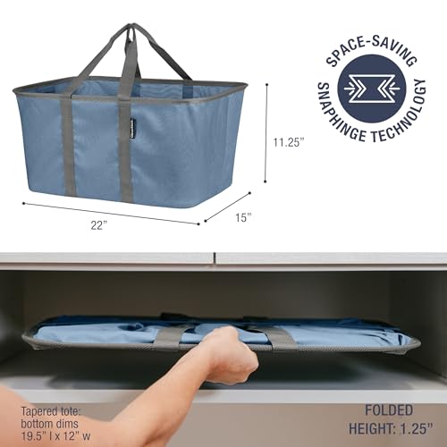 CleverMade Collapsible Laundry Tote, Denim/Charcoal 2PK (7076-4220-05032PK) - Like New
