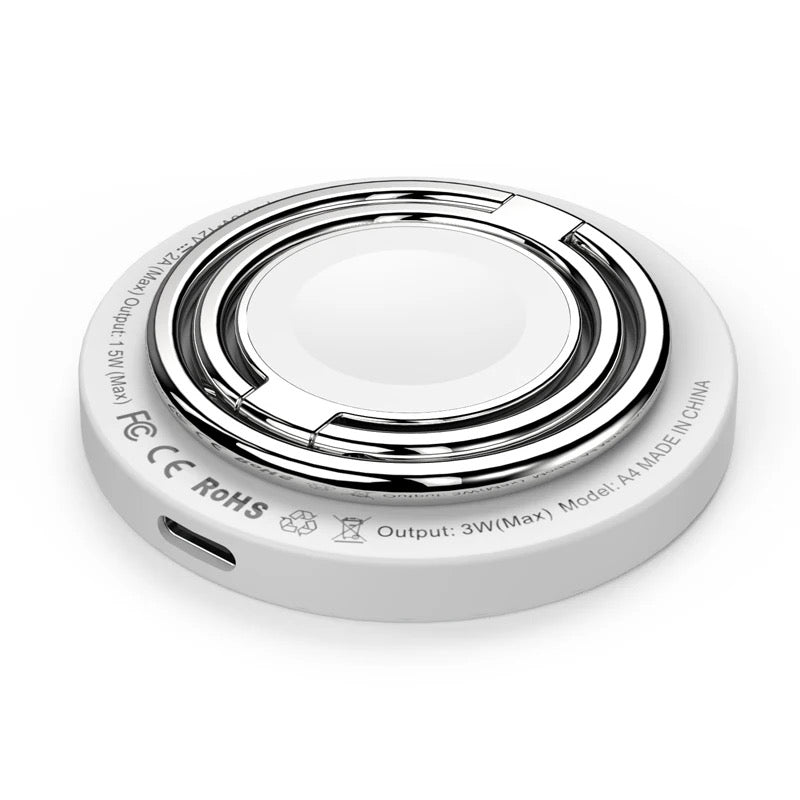 A4 Magnetic Double Ring 3 in 1 Wireless Charger for iPhone/iWatch/Airpods, White Like New