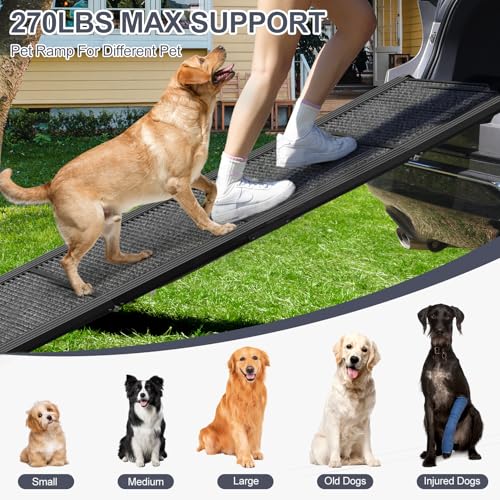 HERCCRETA WIGGE DOG RAMP FOR CAR 71" EXTRA LONG & 17.2" WIDE FOLDING DOG RAMPS - Like New