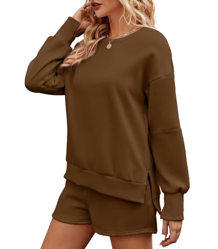 Women 2 Piece Outfits Sweatsuit Oversized Sweatshirt- ZCOFFEE M - Brand New