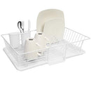 SWEET HOME COLLECTION METAL, PLASIC 3 PIECE DISH DRAINER RACK SET - WHITE - Like New