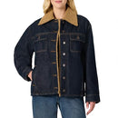 AMAZON ESSENTIALS WOMEN'S OVERSIZED-FIT FAUX-SHEARLING LINED RINSE DENIM JACKET - Brand New