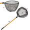 Landing Fish Net Angler Tool with Clear Rubber Mesh Netting and Wooden Handle - Like New