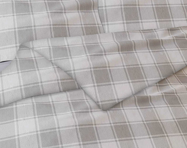 BIBB HOME 3 PIECE FLANNEL DUVET COVER SET, INSERT EXCLUDED,FULL/QUEEN,GRAY PLAID - Like New
