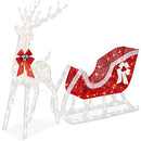 Best Choice Products Lighted Christmas 4ft Reindeer & Sleigh Outdoor - White - Brand New