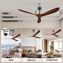 Chriari 60'' Walnut Ceiling Fan, 3 Wood Blades, 6 Speeds, DC Motor B0B6356RV9 - Brand New