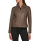 COLE HAAN WOMEN DIAMOND QUILTED SLEEVE SHIRT COLLAR LEATHER COAT XL - STONE - Brand New