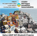 FINATI AMZFUN Portable Movie Projector 9800LM 5G WiFi Bluetooth H3 - WHITE - Like New