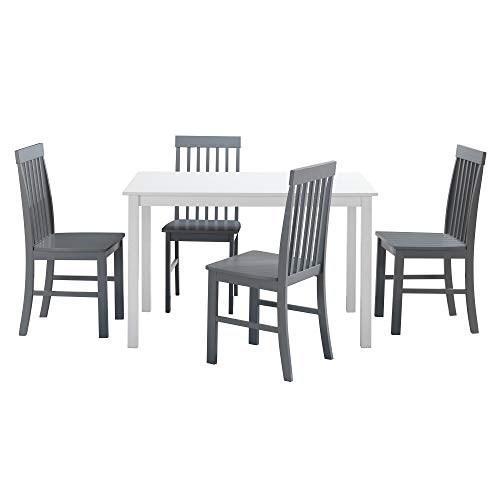 WALKER EDISON 4 PERSON MODERN FARMHOUSE WOOD DINING TABLE, SET OF 4 - GRAY/WHITE - Like New