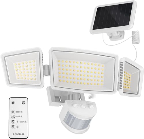 ENSENIOR 5 MOTION SENSOR MODES SOLAR SECURITY LIGHT 1800LM Aq1-Sol-Wh - WHITE - Like New