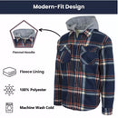MATIX GALAXY MATIX MEN'S HOODED FLANNEL FAUX SHERLING SHACKET - L - NAVY INK - Brand New
