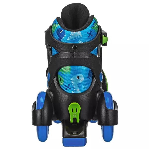 ROLLER DERBY SPORT KIDS' ROLLER SKATE - DINOSAUR  M (11-2) - BLUE/BLACK - Like New