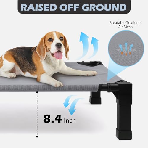 HEEYOO ELEVATED DOG BED WITH CANOPY OUTDOOR DOG COT TENT SIZE 42"L30"W8.4"H GRAY - Like New