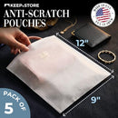 KEEP N STORE PACK OF 5 ANTI-SCRATCH POUCHES 9" X 12" ASP-912-5 - WHITE - Like New