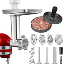 AMZCHEF METAL FOOD GRINDER ATTACHMENT, GRINDING PLATES BLADES BRUSH - STAINLESS - Like New