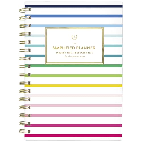 AT-A-GLANCE 2026 Planner, Weekly & Monthly, 5.5" x 8.5", Small, Happy Stripe - Brand New