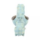GENERIC RESIN HIPPOPOTAMUS STATUE SCULPTURE FIGURINE KEY CONTAINER - TEAL/GOLD - Like New