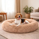 FITION DOG CAT BED DONUT BED PUPPY KITTEN WASHABLE ROUND FLUFFY - TANISH PINK - Brand New