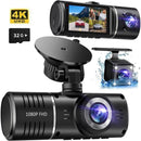 GENERIC DASH CAM, 3 CHANNEL DASH CAM, 4K+1080P DASH CAM FRONT AND INSIDE - Like New