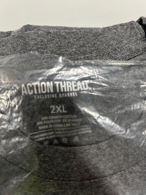ACTION THREAD 2XL LONG SLEEVE T SHIRT - CHARCOAL - Brand New