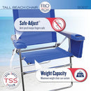 RIO BRANDS RIO BEACH 2-PACK 17" EXTENDED HEIGHT 4-POSITION FOLDING BRIGHT BLUE - Like New