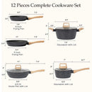 SODAY 12-PIECE NON-STICK COOKWARE SET INDUCTION GRANITE COATING - Scratch & Dent