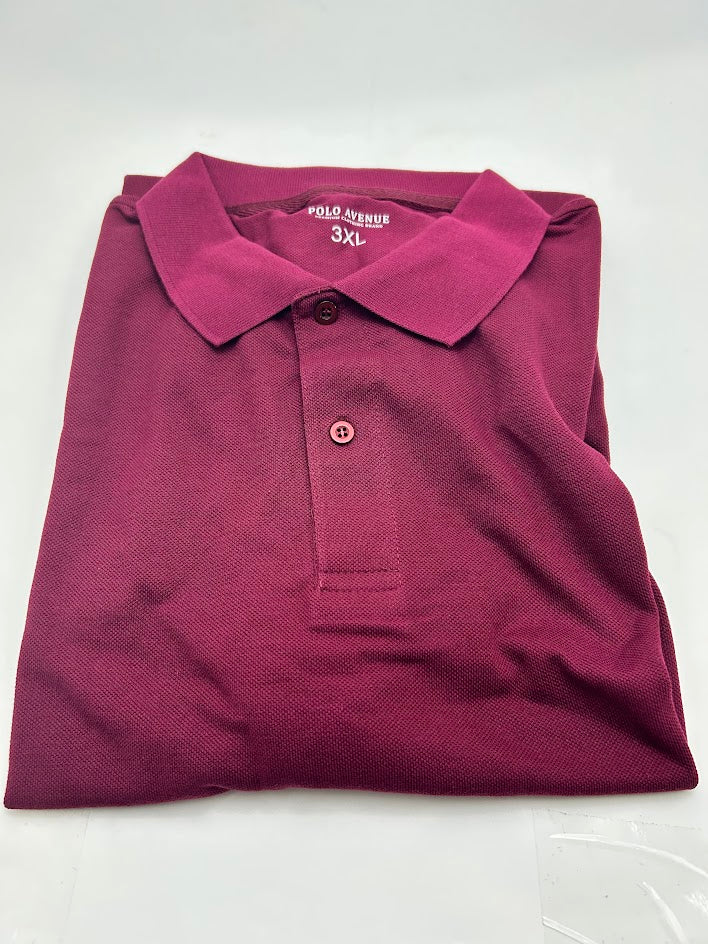 POLO AVENUE CLASSIC POLO GOLF SHIRT - SIZE: MEN 3XL - BURGUNDY - Brand New
