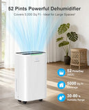 PLUSCENT 5000 SQ FT 52 PINT COMPRESSOR DEHUMIDIFIER HOME, LT260 - WHITE/BLACK - Like New