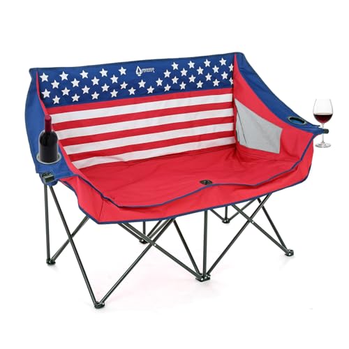 ARROWHEAD OUTDOOR Folding Double Duo Camping Chair Loveseat KKS0323U -Red/White Like New