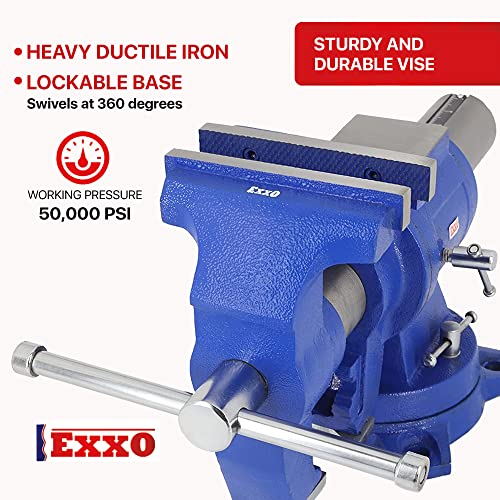 EXXO 5-inch Bench and Pipe Vise Heavy Ductile Iron 50,000 PSI 360 Degree, 8810 - Like New