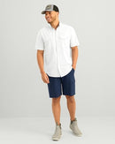 HUK MENS NEXT LEVEL SOLID SHORT SLEEVE FISHING BUTTON DOWN SHIRT WHITE M - Brand New