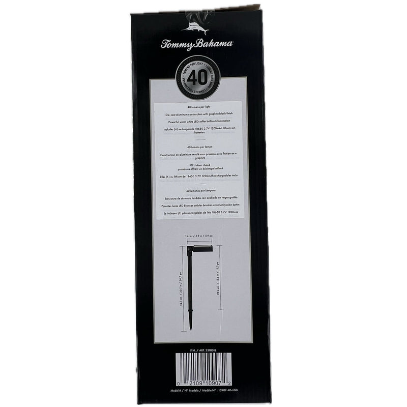 TOMMY BAHAMA SOLAR LED PATH LIGHT (PACK OF 6) - BLACK - Like New