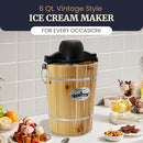 Elite Gourmet EIM916X Old Fashioned 6 Quart Vintage Wood Bucket Electric Ice - Like New
