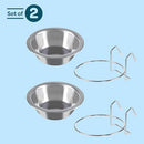 PETMAKER Set of 2 Stainless-Steel Hanging Pet Bowls, 8oz Each - Silver - Brand New