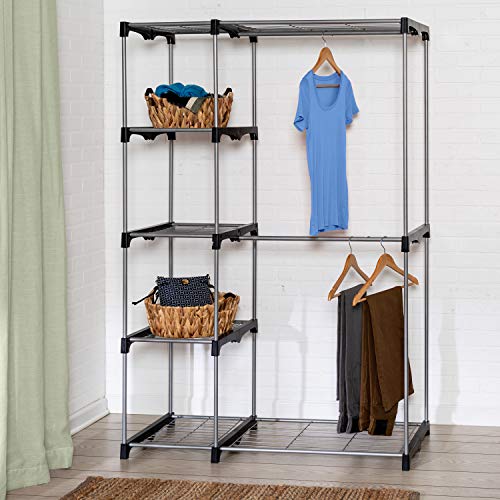 HONEY-CAN-DO WRD-02124 DOUBLE ROD FREESTANDING CLOSET 45L X 19W X 68H - CHROME - Like New