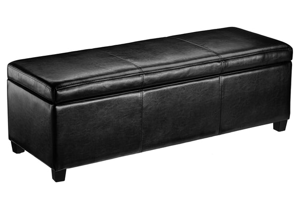 FIRST HILL FHW HRF1980 Upholstery Large Ottoman Faux Leather, Safety Hinge - Like New