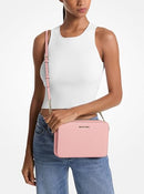MK womens Jet Set Large Crossbody Bag - GOLD HARDWARE/POWDER BLUSH/BLUE SNAKE - Like New